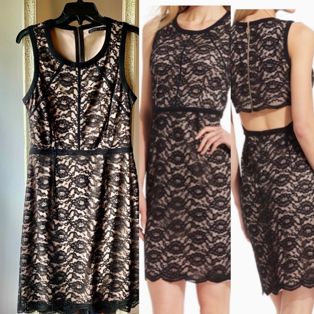 IVANKA TRUMP Nude Lace Open Back Women's Sheath